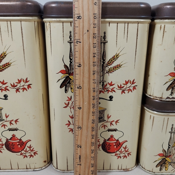 Cheinco Tin Canisters Labeled Flour Sugar Coffee Tea Bicentennial Set 1776 Eagle - Picture 7 of 16